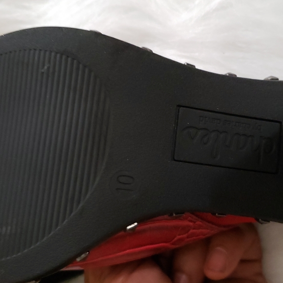 Charles by Charles David Dawson Red Mules Studded Slip On Women's Size 10 - Picture 2 of 7